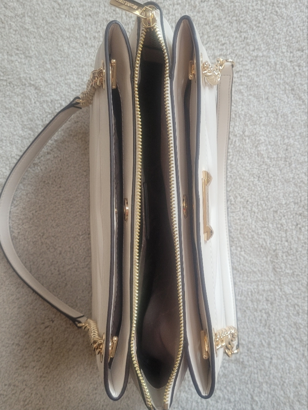 Chic Michael Kors Whitney Light Cream Quilted Leather Medium Chain Shoulder Tote - Picture 12 of 14